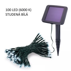 Solární světelný řetěz 100 LED studená bílá, esotec