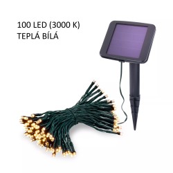 Solární světelný řetěz 100 LED teplá bílá, esotec